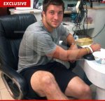Even great football players get pedicures--and so does Tim Tebow! Original photo from TMZ.